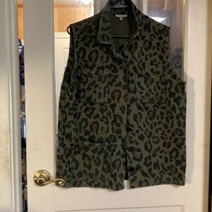 J. Crew Green Leopard Print Vest